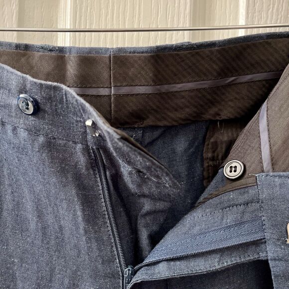 Louis Raphael Tailored Men's Linen Blend Dress Pants 36x30 Navy Blue Preppy - Picture 6 of 10